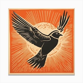 Retro Bird Lithograph Sparrow 3 Canvas Print