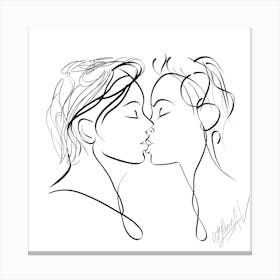 Get Lost In Kisses, One Line Drawing Canvas Print