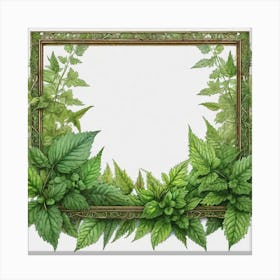 Frame With Green Leaves 9 Canvas Print