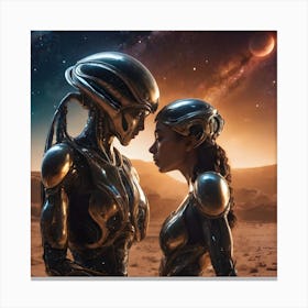 Extraterrestial And Human Romance 2 Canvas Print