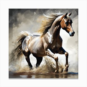 Horse Running In Water #3Art Print Canvas Print