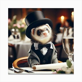 Ferret In Top Hat 3 Canvas Print