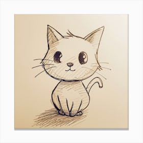 Cute Cat Drawing Canvas Print
