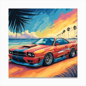 Beach Car Painting Canvas Print