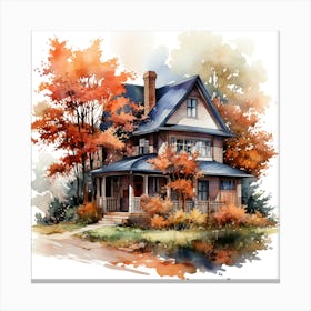 Watercolor House Painting Canvas Print