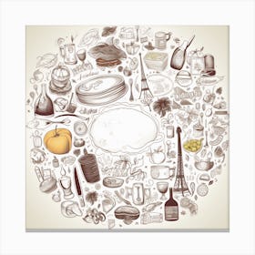 Doodles Of Food Canvas Print