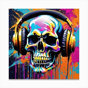 Skull With Headphones 32 Canvas Print