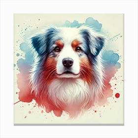 Watercolor Australian Shepherd 4 Canvas Print