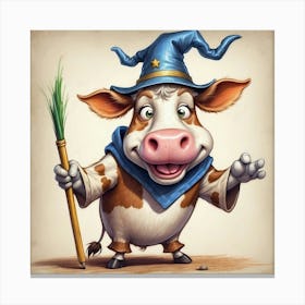 Cow In A Wizard Hat Canvas Print