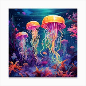 Jellyfish In The Sea 1 Canvas Print