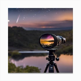 Night Sky With Telescope 2 Canvas Print