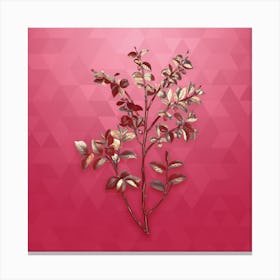 Vintage Bilberry Botanical in Gold on Viva Magenta Canvas Print