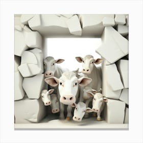 Cows In A Wall Canvas Print