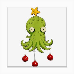 Funny Octopus Ornaments Santa Claus Christmas Pamajas Family Canvas Print