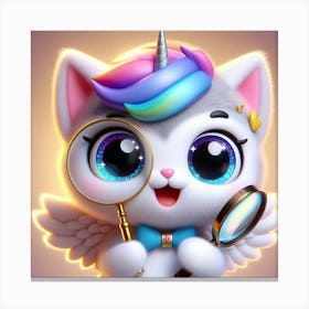 Unicorn Cat, caticorn With Magnifying Glass 9 Canvas Print