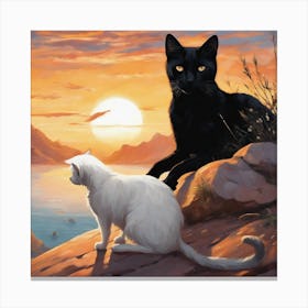 Two Cats At Sunset Canvas Print