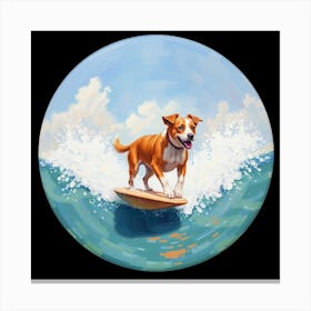 Dog On Surfboard Canvas Print