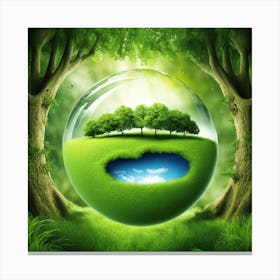 Earth Sphere With Trees Canvas Print