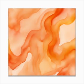 Beautiful peach tangerine abstract background. Drawn, hand-painted aquarelle. Wet watercolor pattern. Artistic background with copy space for design. Vivid web banner. Liquid, flow, fluid effect. Canvas Print