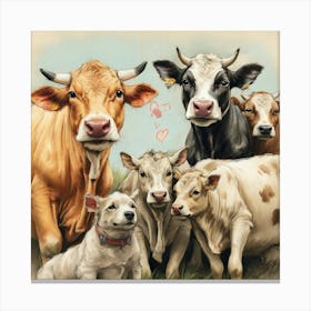 Family Of Cows 1 Canvas Print