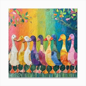 Kitsch Rainbow Duck Collage 2 Canvas Print