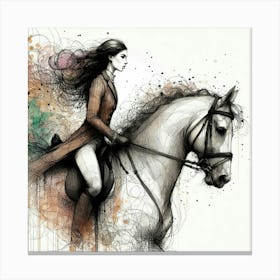 Girl Riding Horse Canvas Print