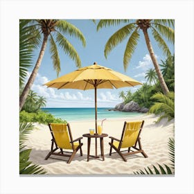 Two Chairs On The Beach 5 Canvas Print