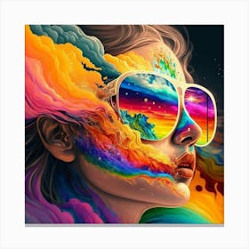 Girl Face Painting With Color Canvas Print