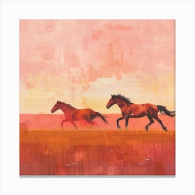 Horses Running At Sunset Canvas Print