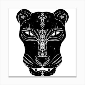 Panther mask linocut stylized Canvas Print