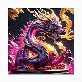 Magenta Glass Chinese Dragon Canvas Print