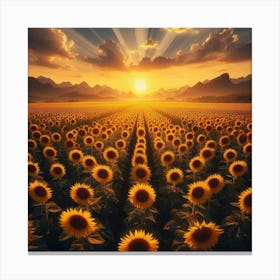Sunflowers At Sunset 4 Canvas Print