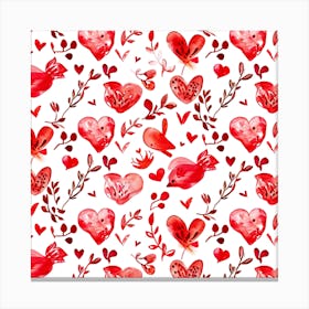 Watercolor Heart Pattern Valentine'S Day 1 Canvas Print