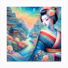 Japan Traditional Geisha Illustration By Ad 178 Canvas Print