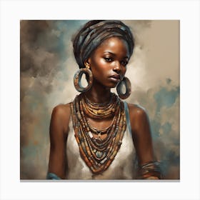 Wall Painting Of A Beautiful African Girl Canvas Print