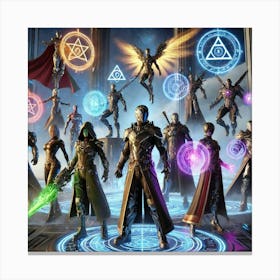 A Futuristic Scene Depicting The Multiversal Syndicate Warriors Canvas Print