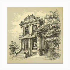 Sketch Of A Building Canvas Print