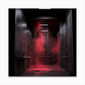 Red Smoke In A Bathroom Canvas Print