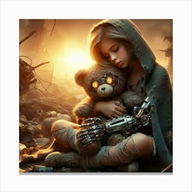 Robot Girl With Teddy Bear 1 Canvas Print