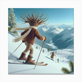 Skier In The Snow 2 Canvas Print