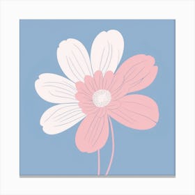 A White And Pink Flower In Minimalist Style Square Composition 203 Canvas Print