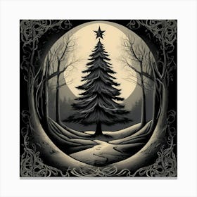 Gothic Inspired Style Christmas Tree Scene Canvas Print