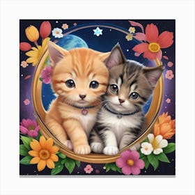 Two Kittens In A Circle Canvas Print