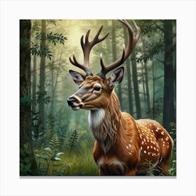 Deer In The Forest 10 Canvas Print