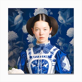 Dutch woman in blue Canvas Print