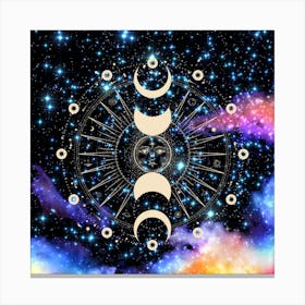 Moon Phases Galaxy Canvas Print