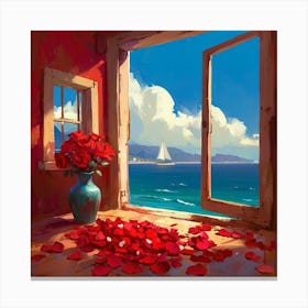 Roses In The Window Canvas Print