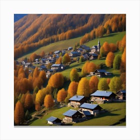 Village In Autumn Mountains (15) Canvas Print