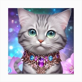 Cat With Necklace Canvas Print