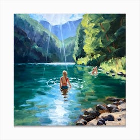 Wild Swimming Art Print 5 Canvas Print